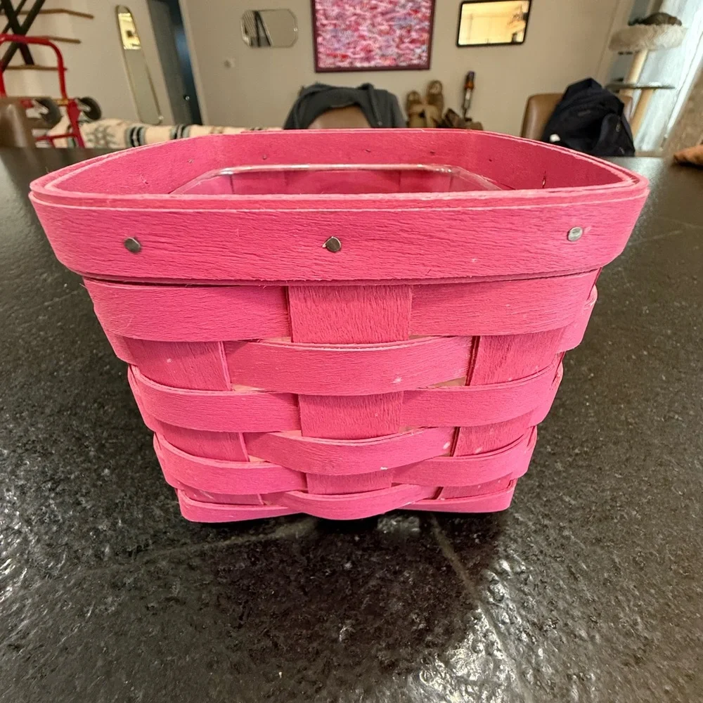 Longaberger Summer Brights 2010 Teaspoon Basket Pink w/ Plastic Liner